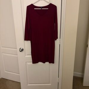 Eileen Fisher Deep Red Long Sleeve Dress